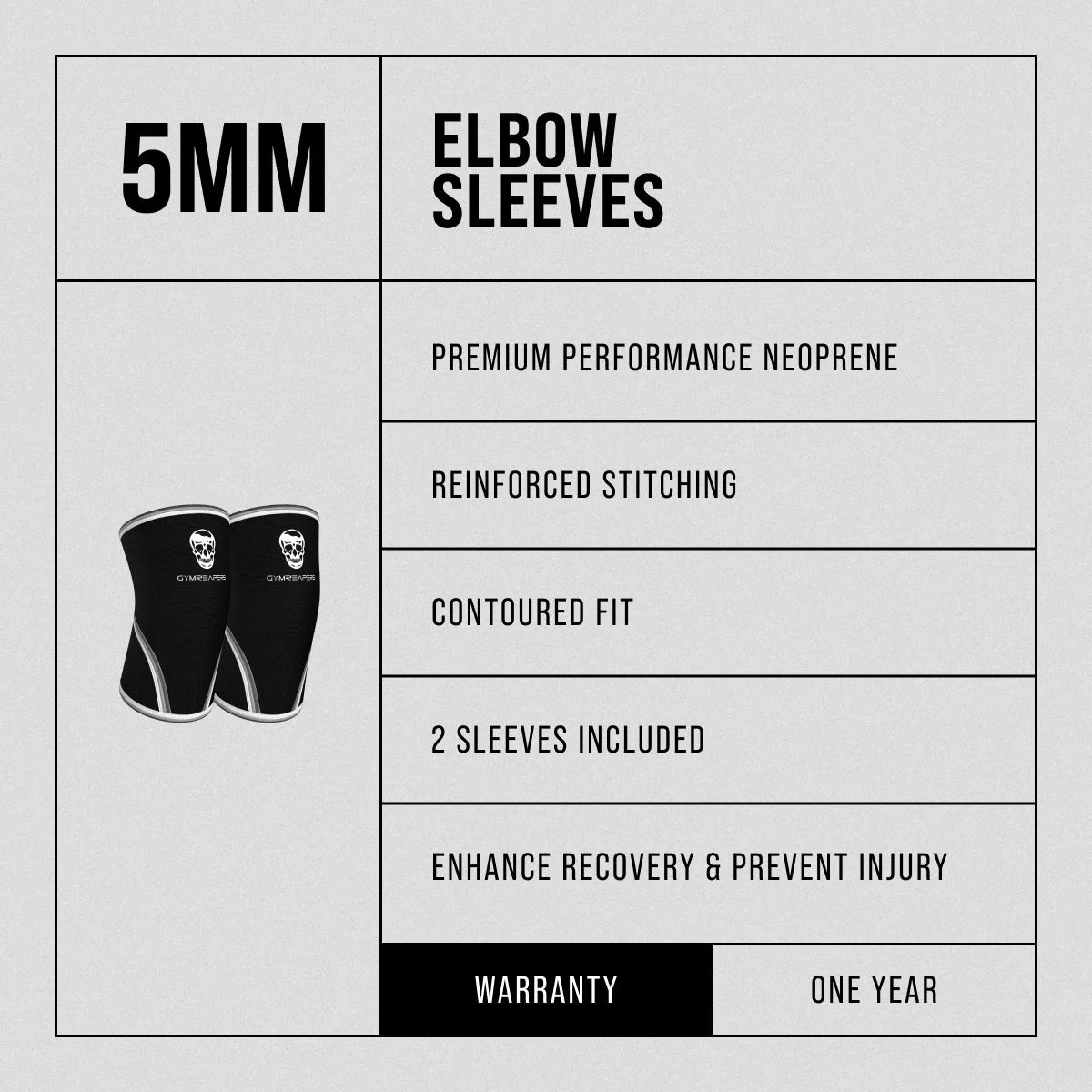 5MM Elbow Sleeves - Black/Black - Image 3