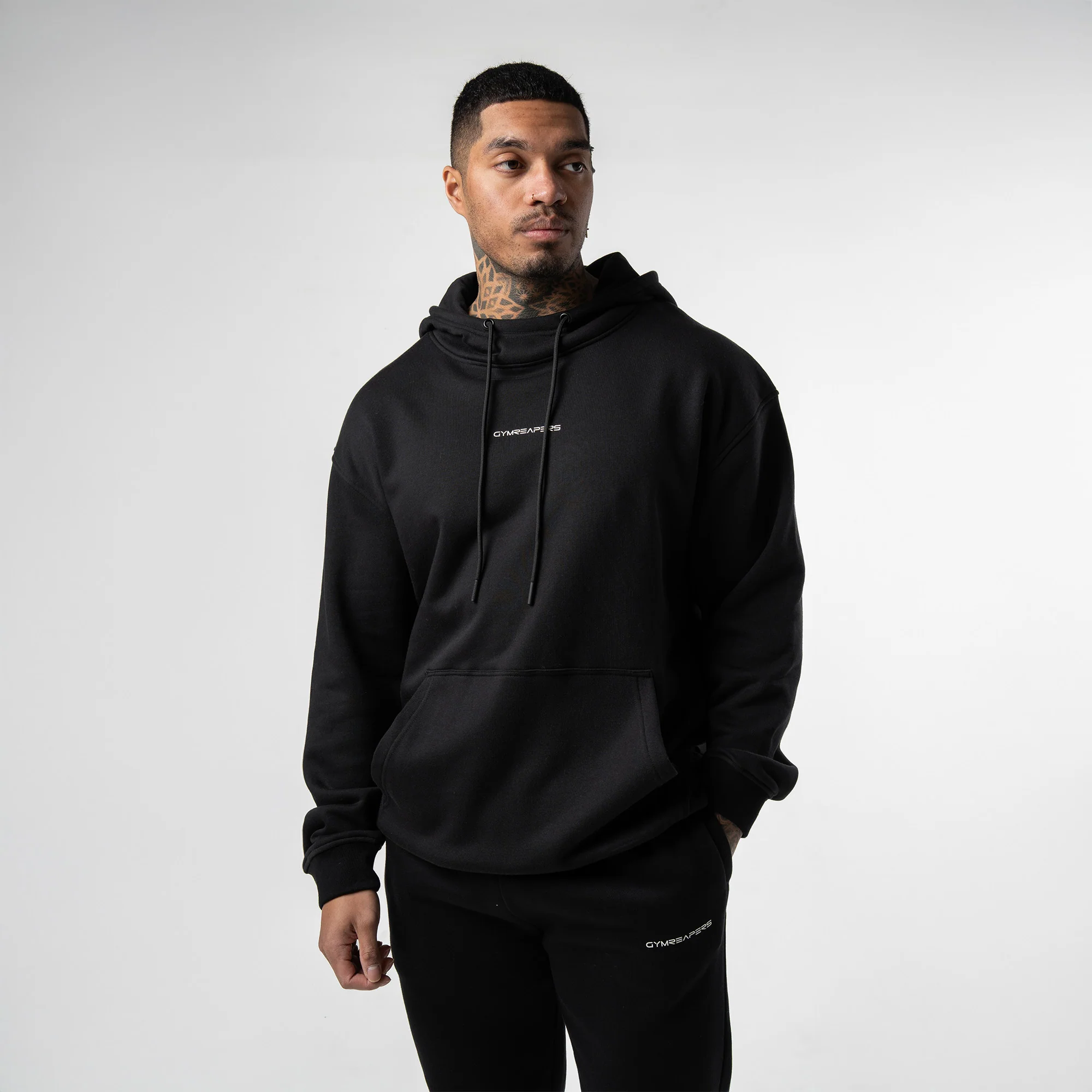 Axis Mockneck Hoodie - Black/White - Image 4