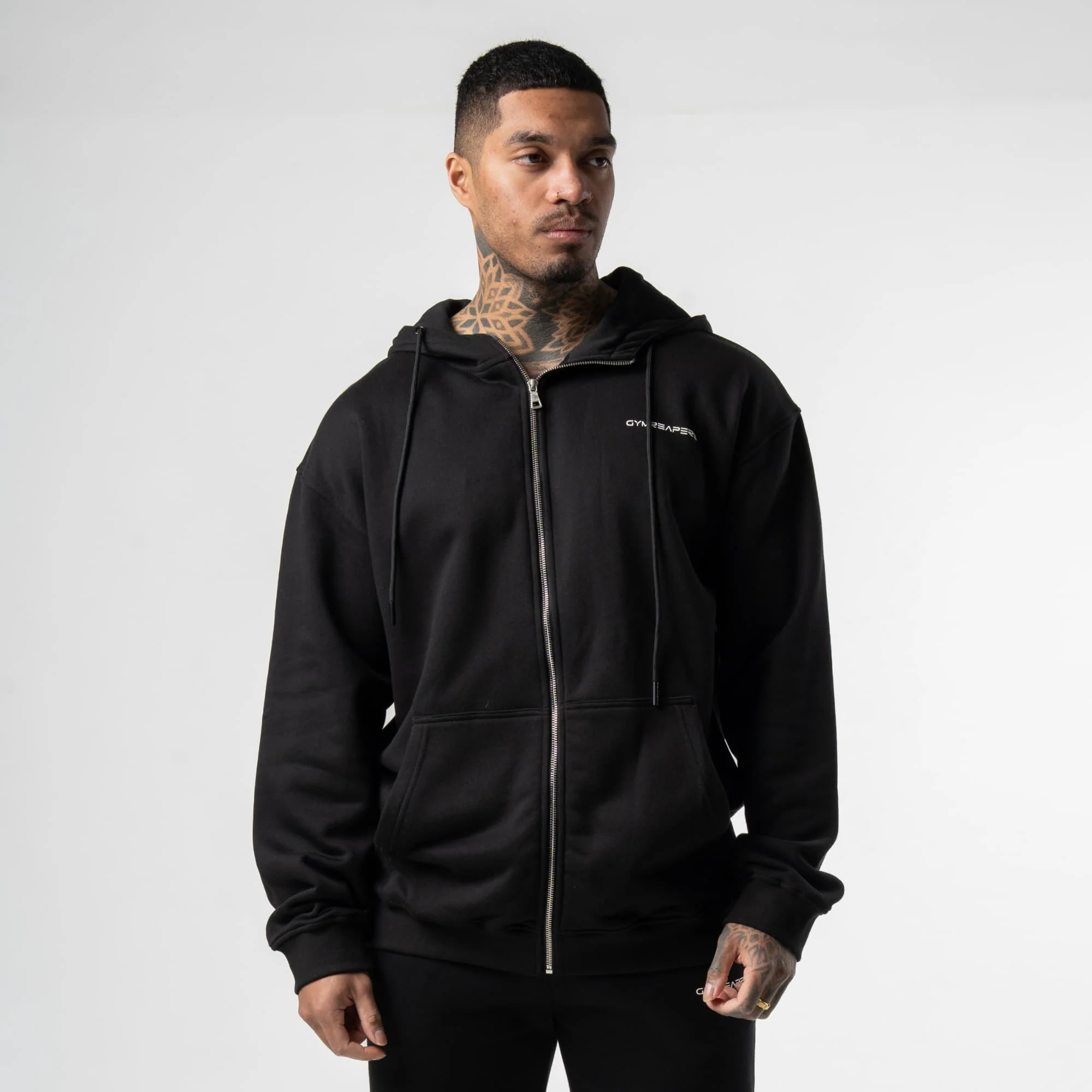 Axis Zip-Up Hoodie - Black/White - Image 3