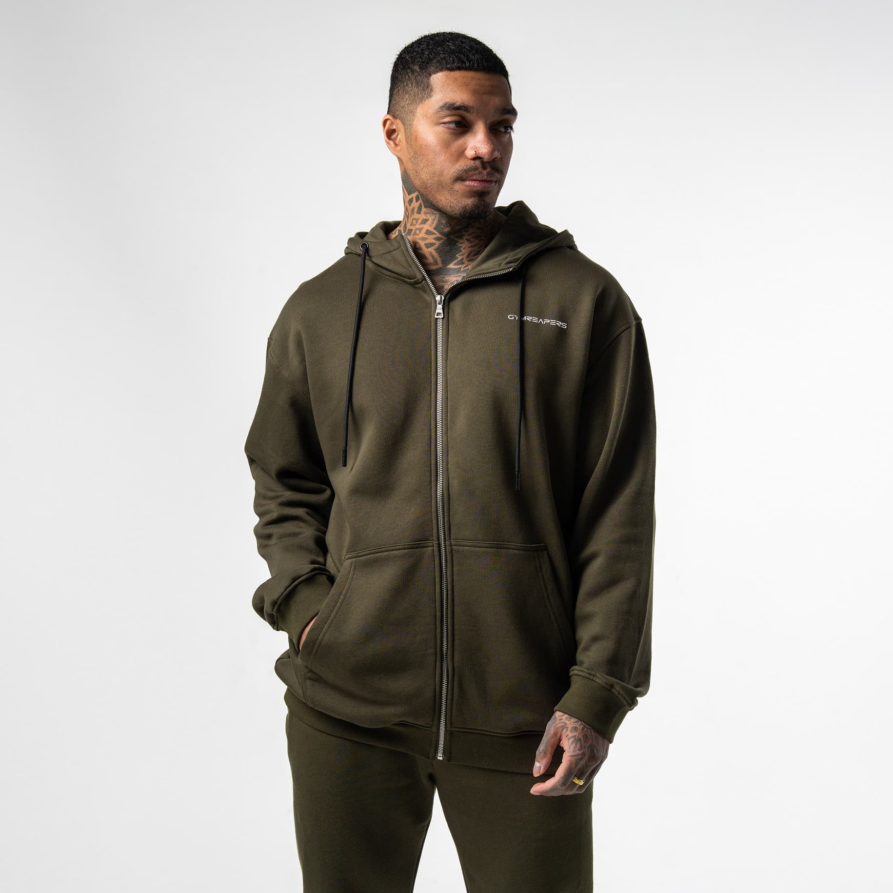 Axis Zip-Up Hoodie - OD Green - Image 3