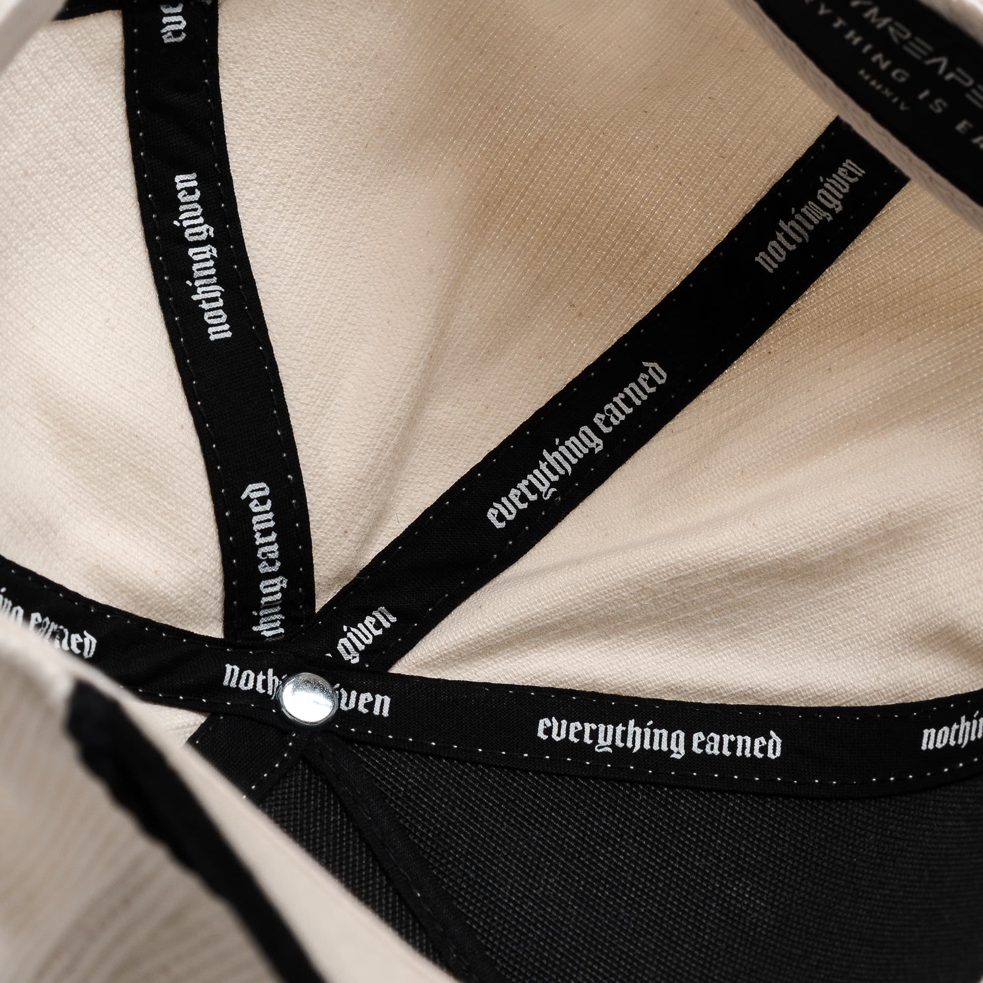 Corduroy 5-Panel Skull Hat - Cream/Black - Image 3