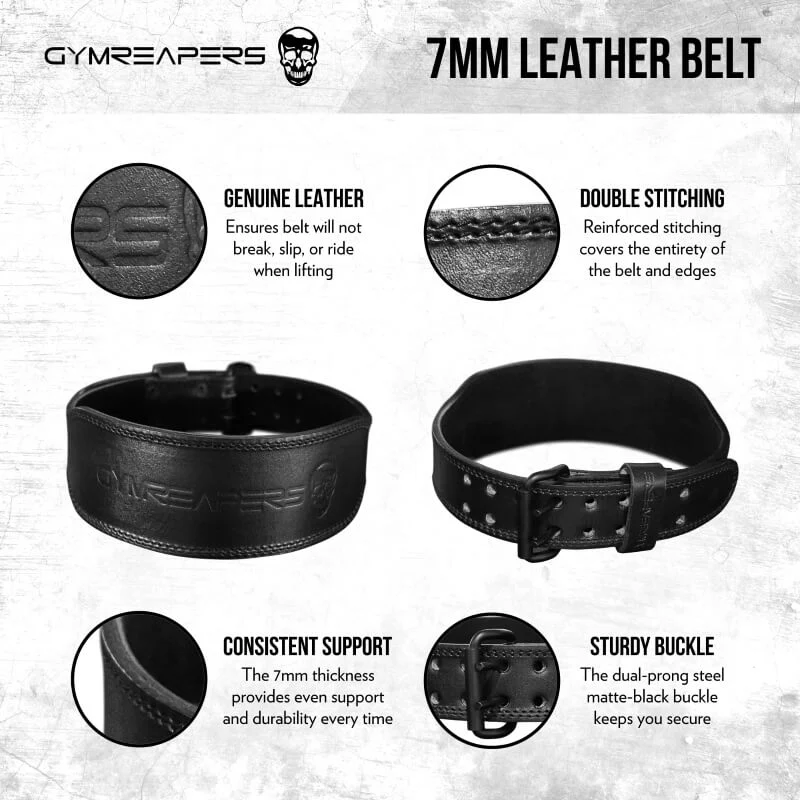Gymreapers Weightlifting Belt | 7mm Leather Back Support - Image 5
