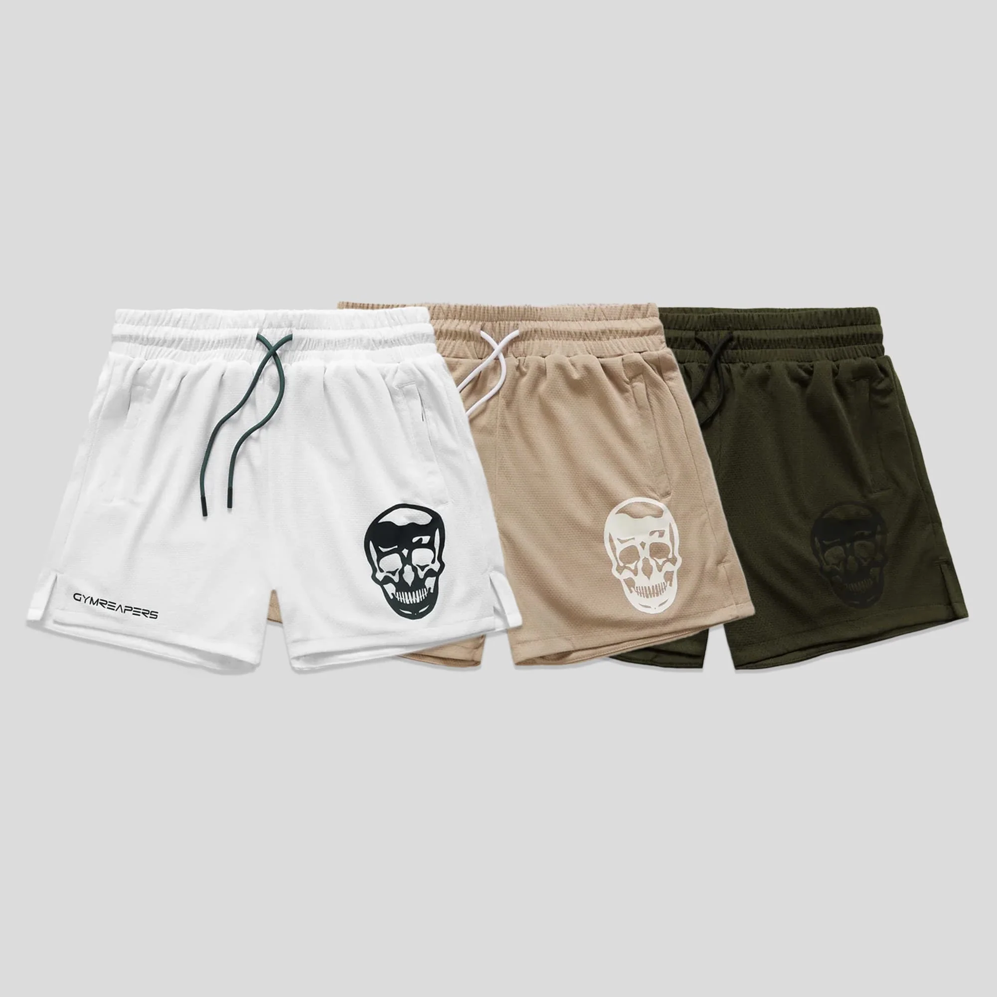 Mesh Training Shorts 3-Pack - White / Khaki / OD Green