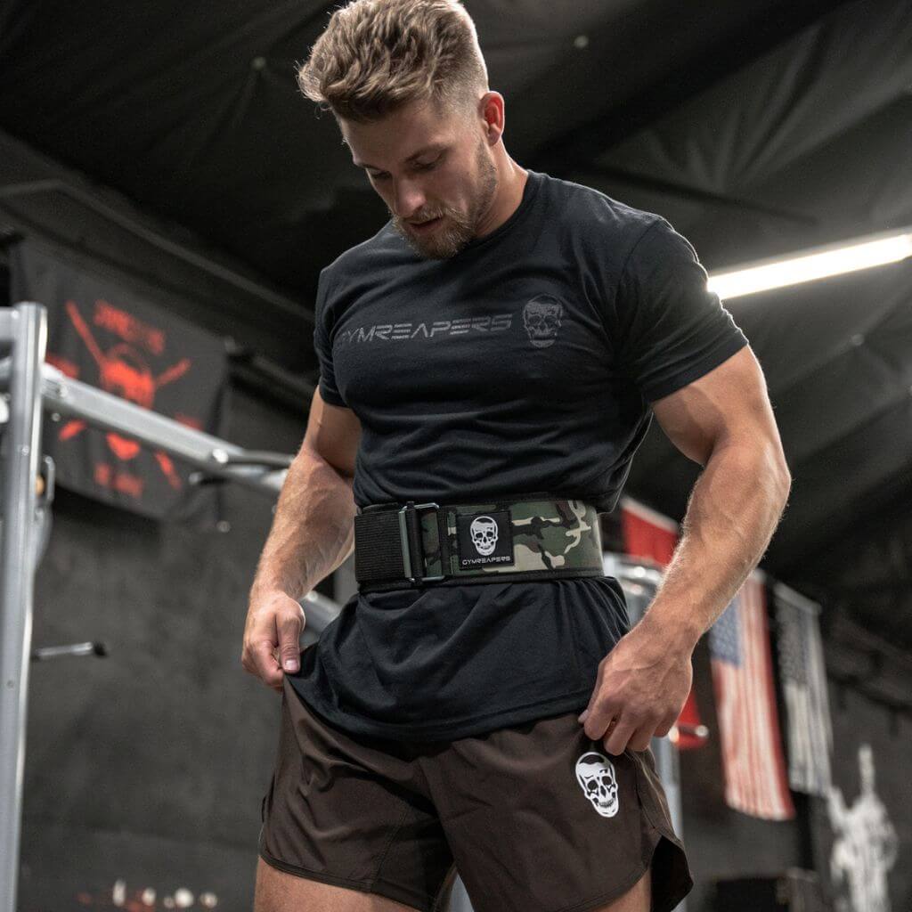 Quick Locking Weightlifting Belt | Premium Back Support - Woodland Camo - Image 7
