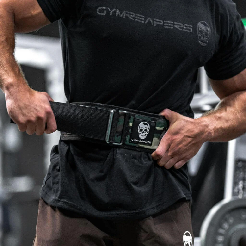 Quick Locking Weightlifting Belt | Premium Back Support - Woodland Camo - Image 8