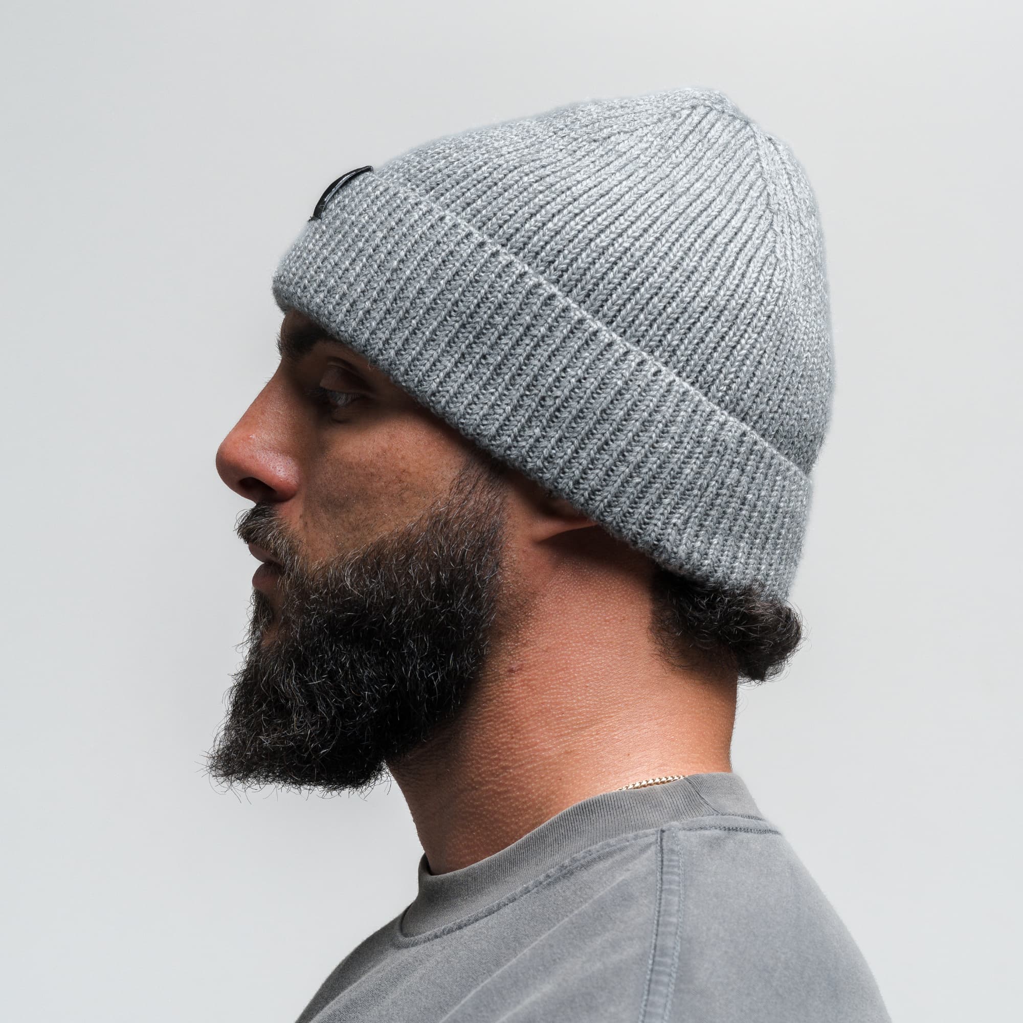 Ribbed Knit Skull Beanie - Dark Gray - Image 3
